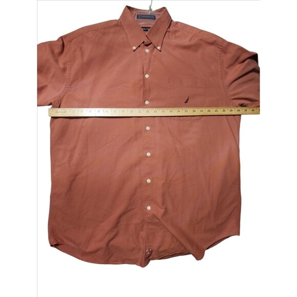 Nautica Men’s Button Up Shirt Rust Orange Long Sleeve 100% Cotton 16.5 32/33 - Picture 2 of 6